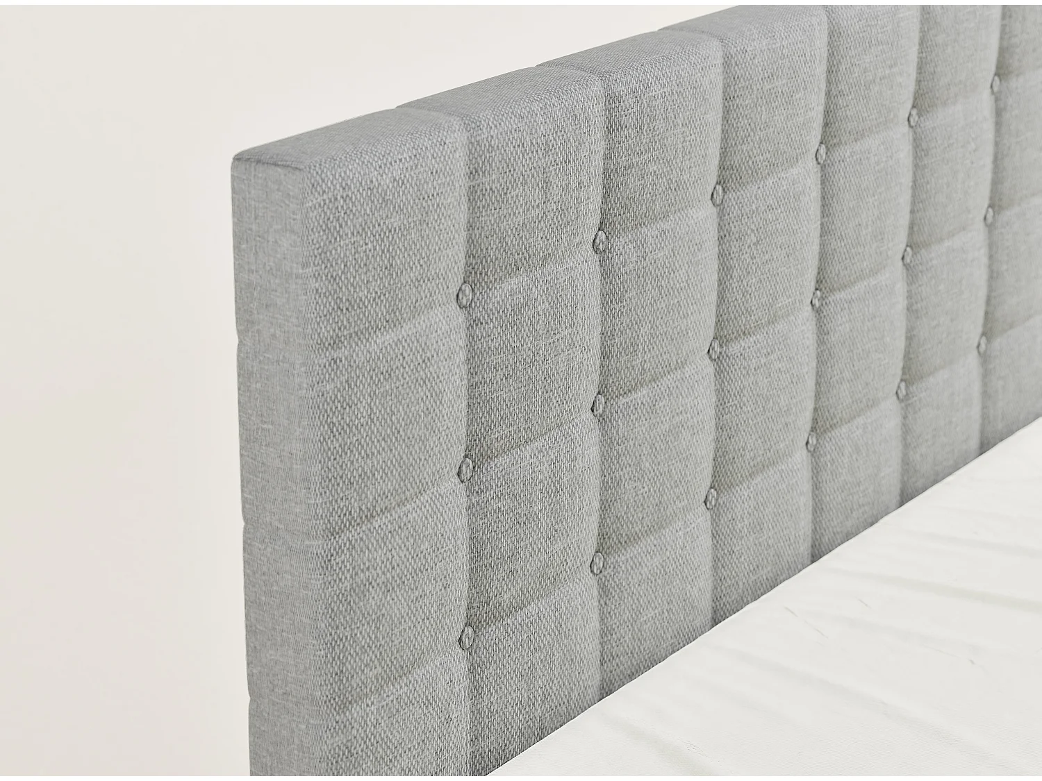 Boxspringbed met hoofdbord + matras + dekmatras - 200x200 cm - grijs - TASCA