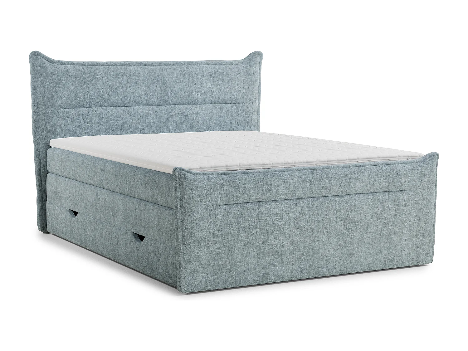 Boxspringbed met hoofdbord + matras + dekmatras - 160x200 cm - lichtblauw - PELINO