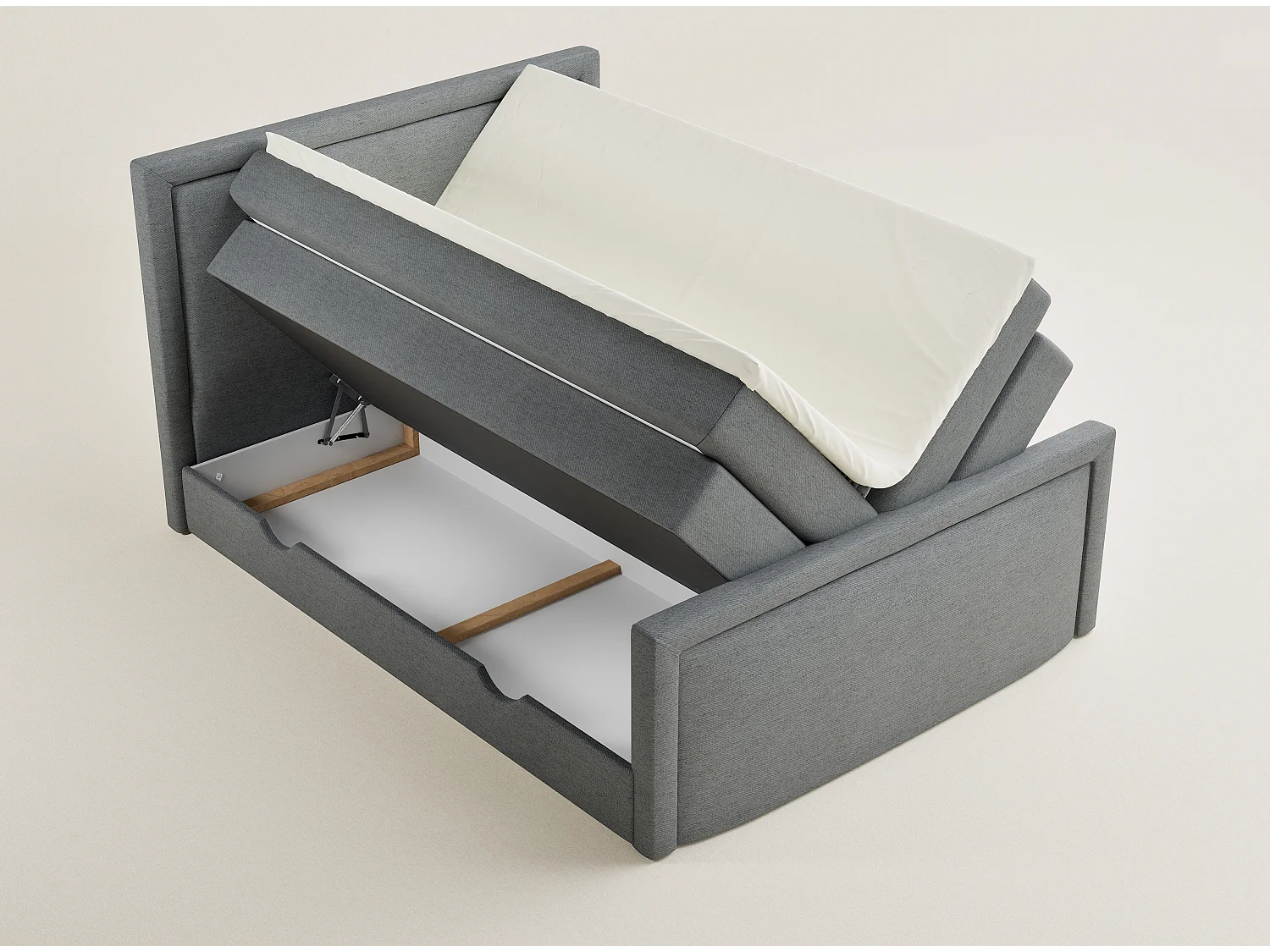 Boxspringbed met hoofdbord + matras + dekmatras - 200x200 cm - grijs - FRESCO