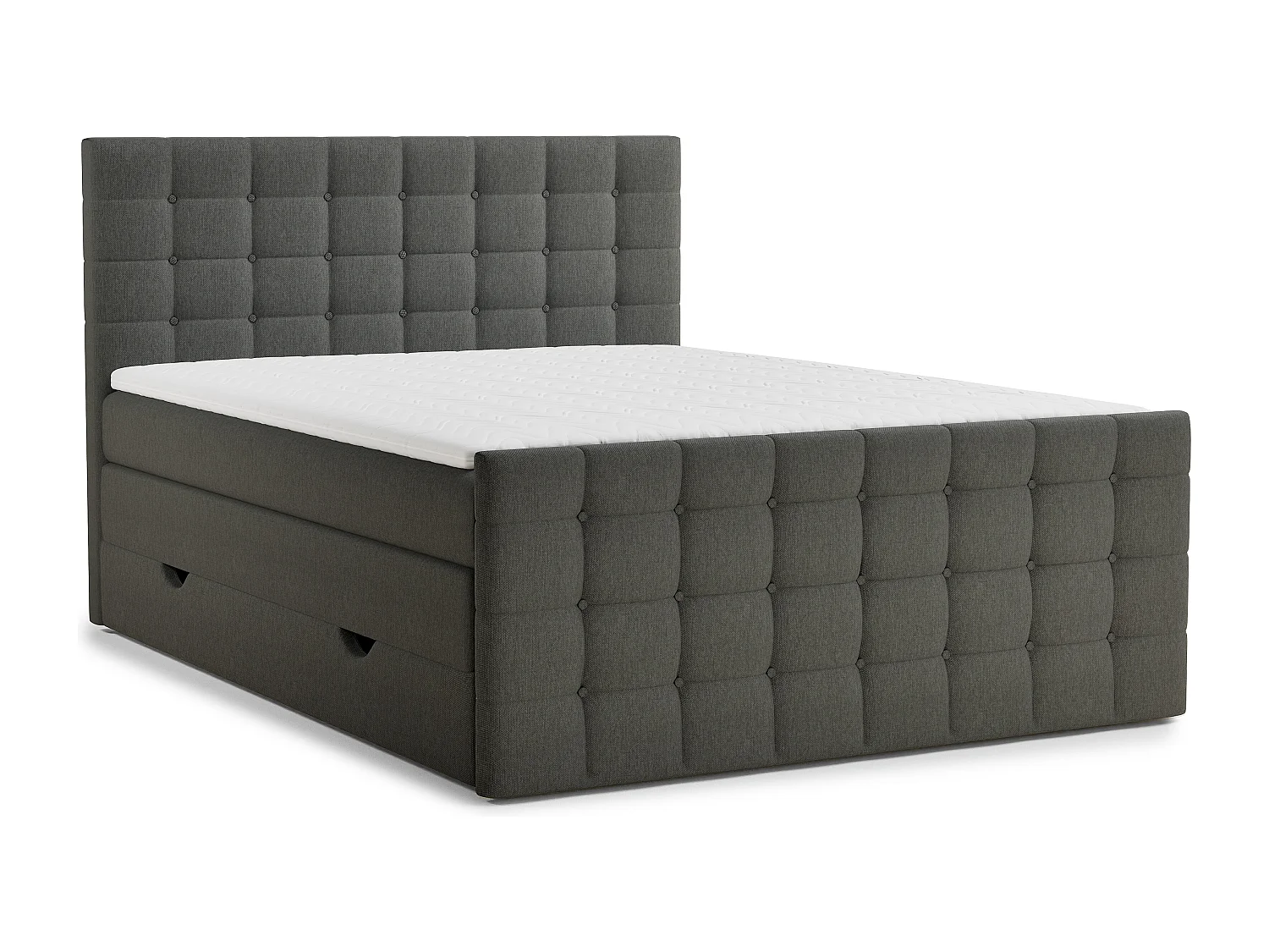 Boxspringbed met hoofdbord + matras + dekmatras - 180x200 cm - grafiet - TASCA