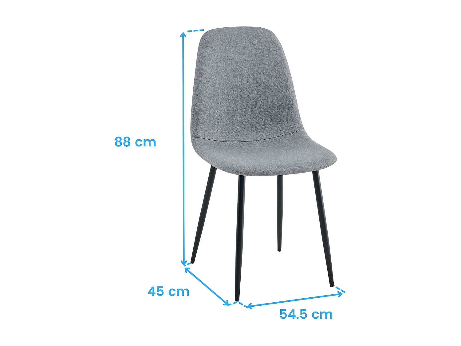 Pack 2 sillas comedor Lisa industrial gris y negro tela poliéster y metal