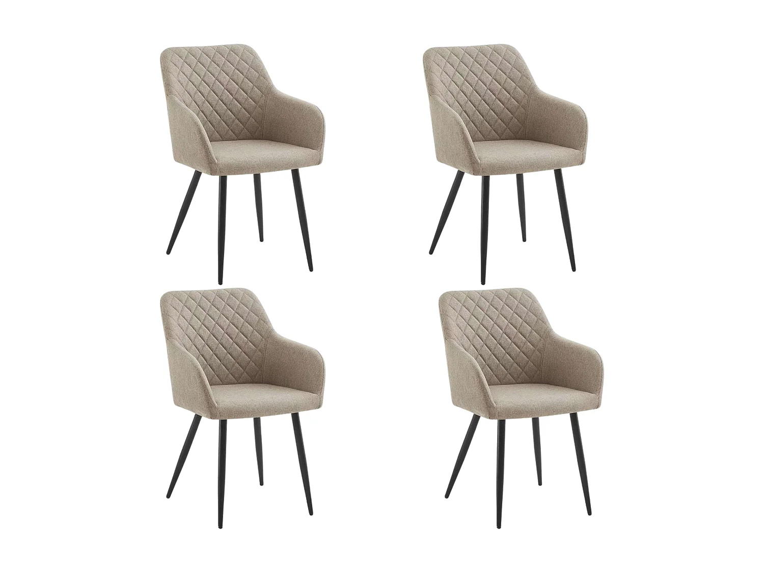 Conjunto de jantar Diamond em bege e preto (4 cadeiras de jantar)