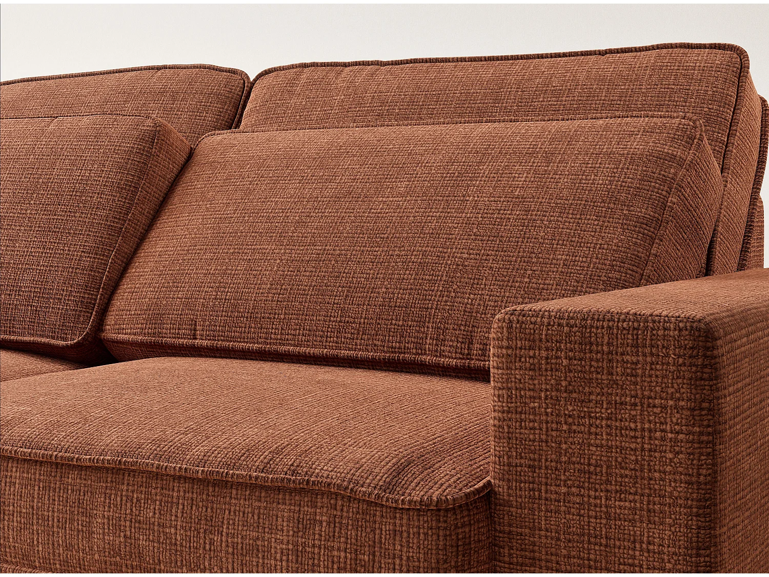 Canapé d'angle gauche 5 places en tissu chenille cuivre KIROU