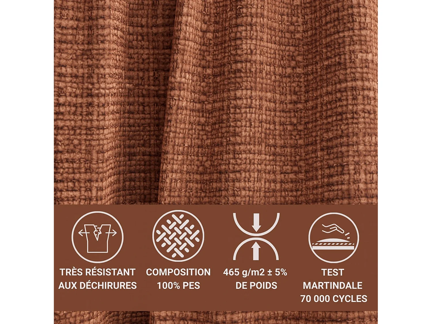 Canapé d'angle gauche 5 places en tissu chenille cuivre KIROU