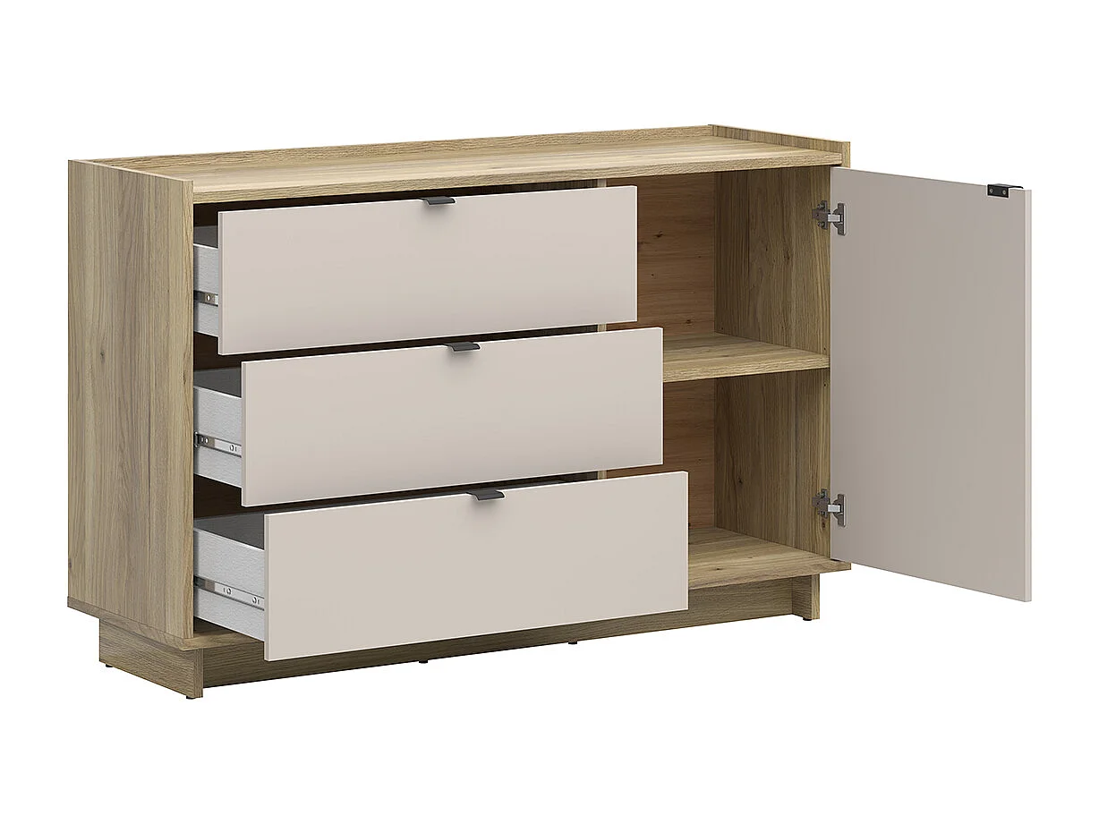 Kommode 1 Tür 3 Schubladen Donna Kaschmir und Holz