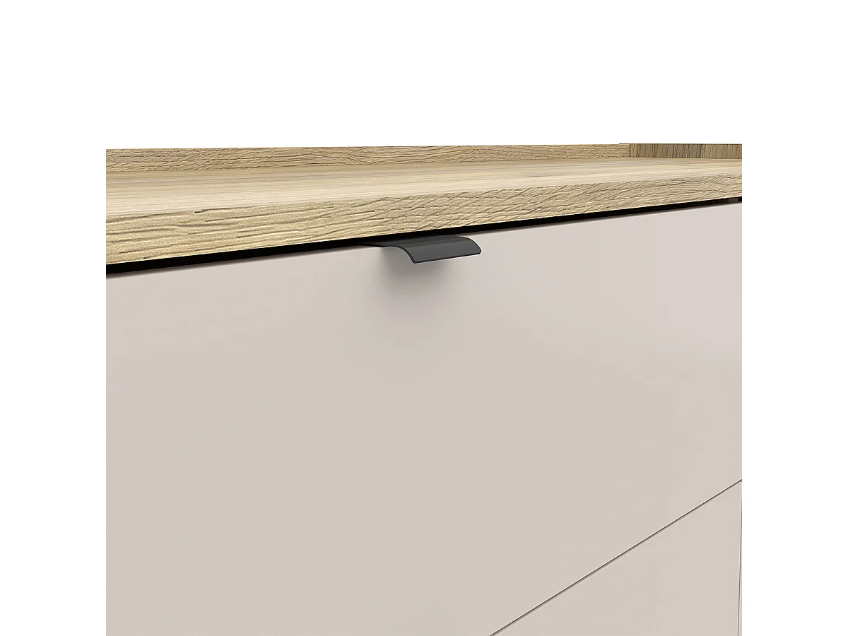 Kommode 1 Tür 3 Schubladen Donna Kaschmir und Holz