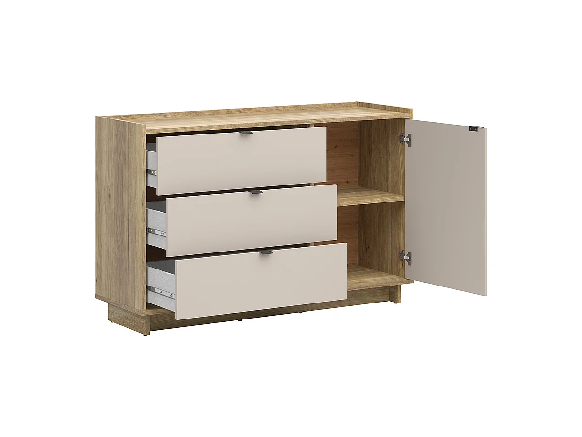 Commode 1 porte 3 tiroirs Donna Cachemire et Bois