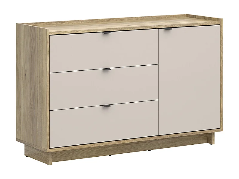 Kommode 1 Tür 3 Schubladen Donna Kaschmir und Holz