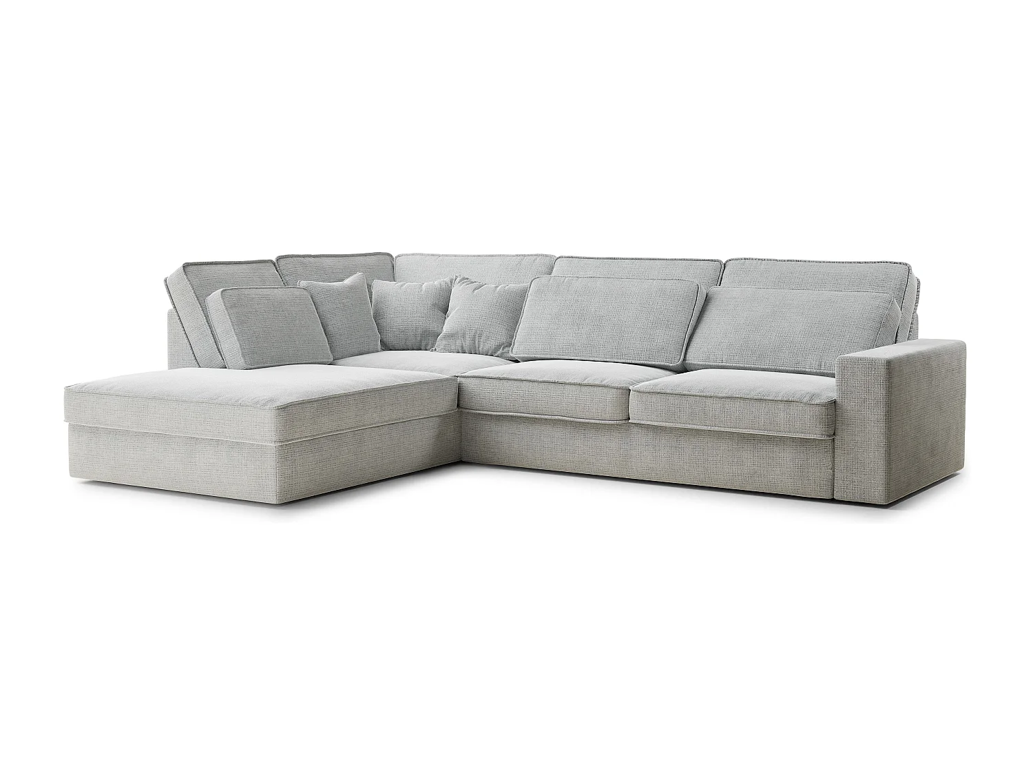 Kanapa narożna lewostronna 5-osobowa KIROU - szenilowa tkanina - szary