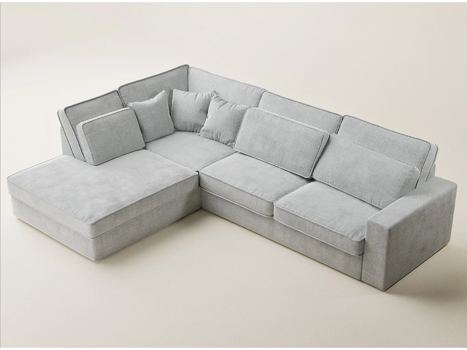 Kanapa narożna lewostronna 5-osobowa KIROU - szenilowa tkanina - szary