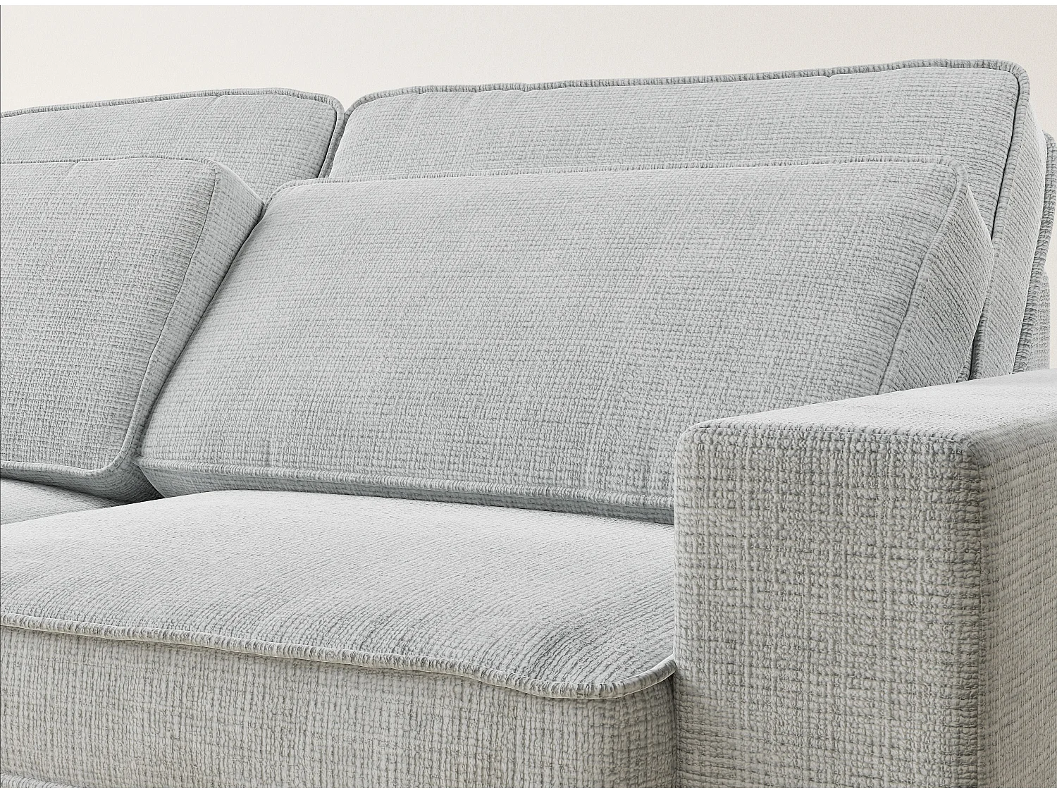 Canapé d'angle gauche 5 places en tissu chenille gris KIROU