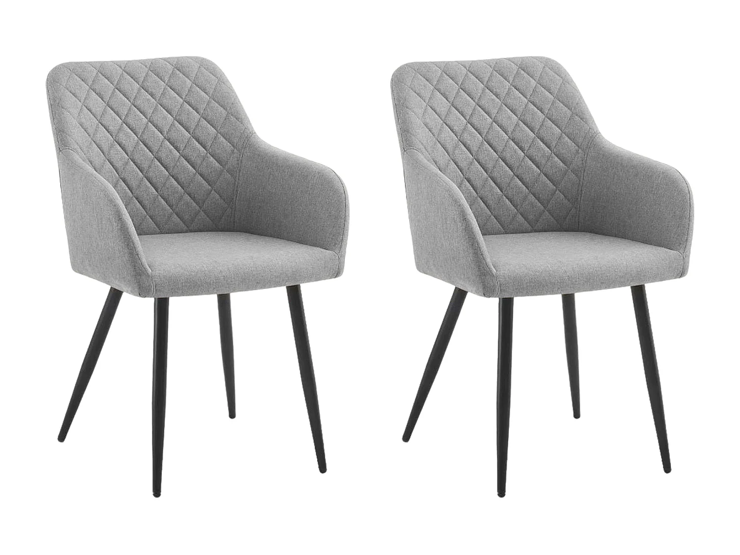 Pack 2 sillas de comedor Rombo gris pata negra tela y metal reposabrazos