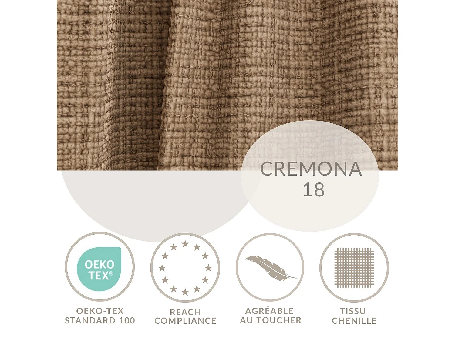 Canapé d'angle droit 5 places en tissu chenille brun KIROU