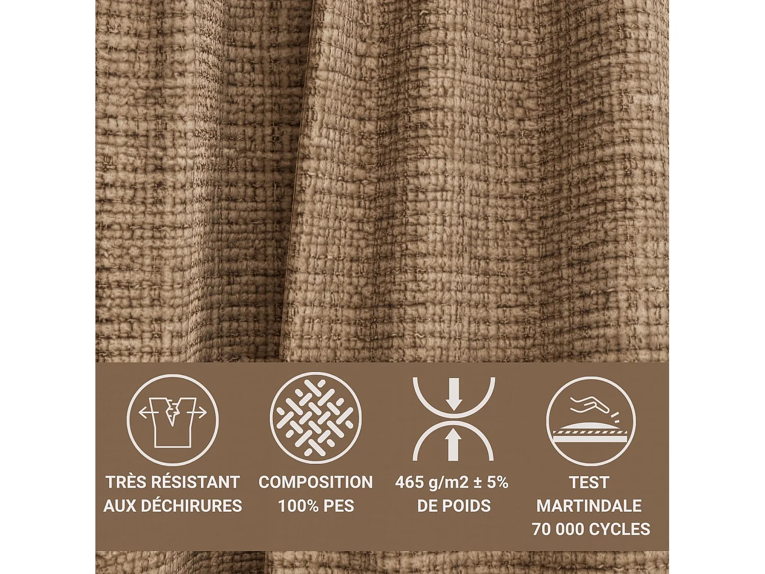 Canapé d'angle droit 5 places en tissu chenille brun KIROU