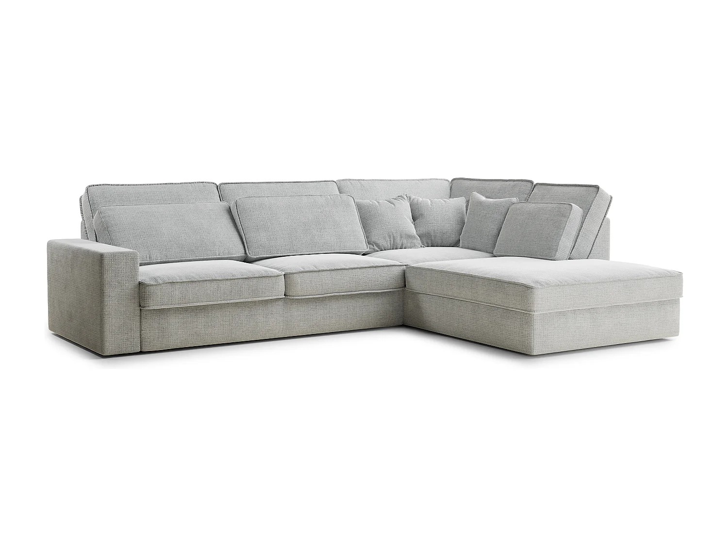 Kanapa narożna prawostronna 5-osobowa KIROU - szenilowa tkanina - szary