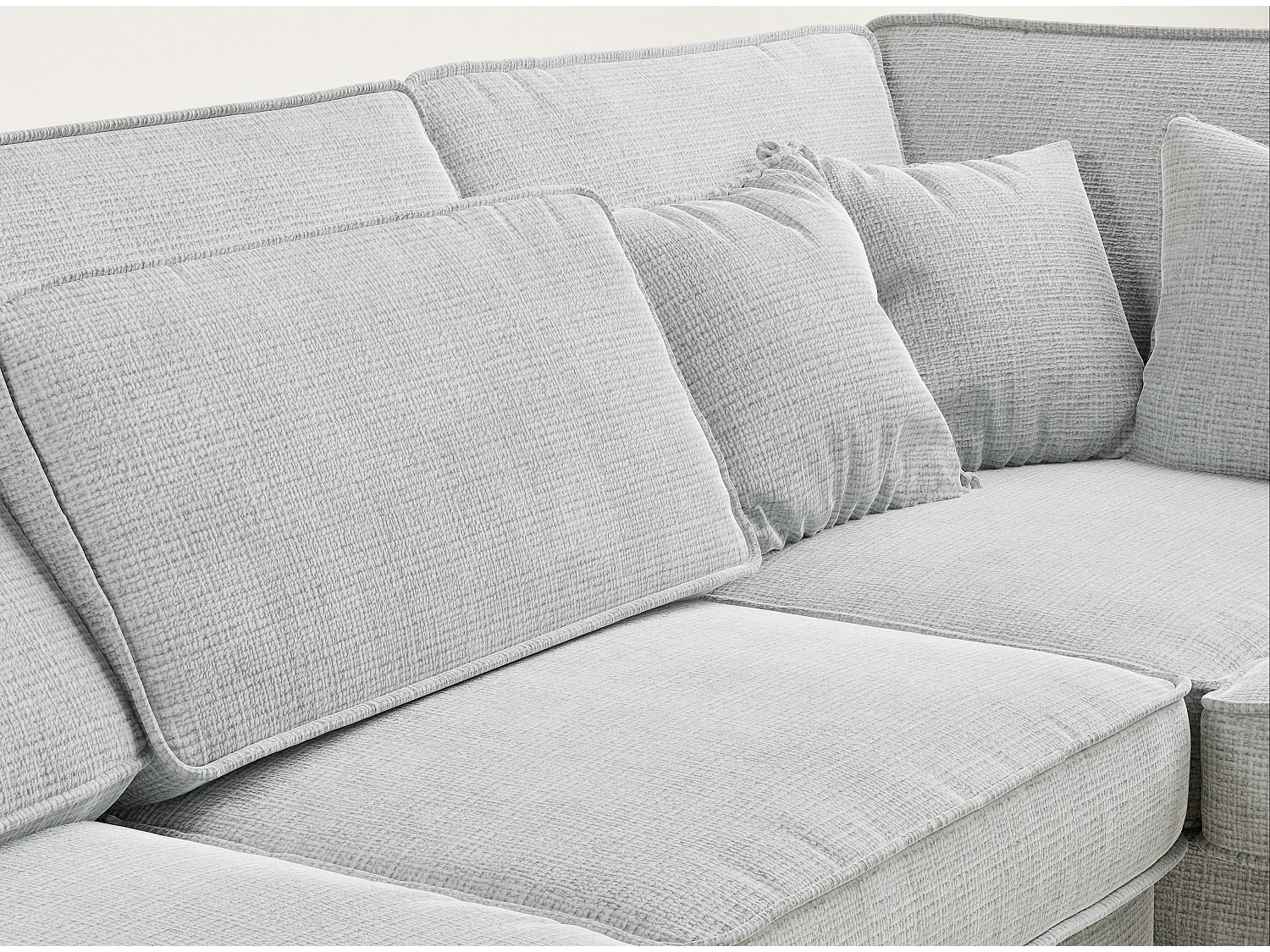 Kanapa narożna prawostronna 5-osobowa KIROU - szenilowa tkanina - szary