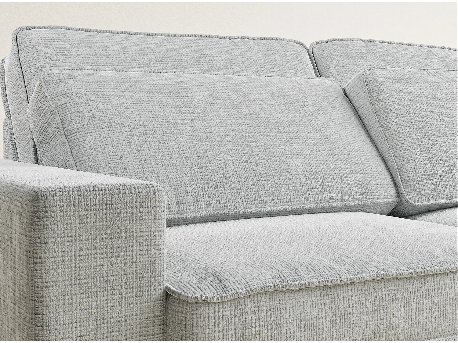 Canapé d'angle droit 5 places en tissu chenille gris KIROU