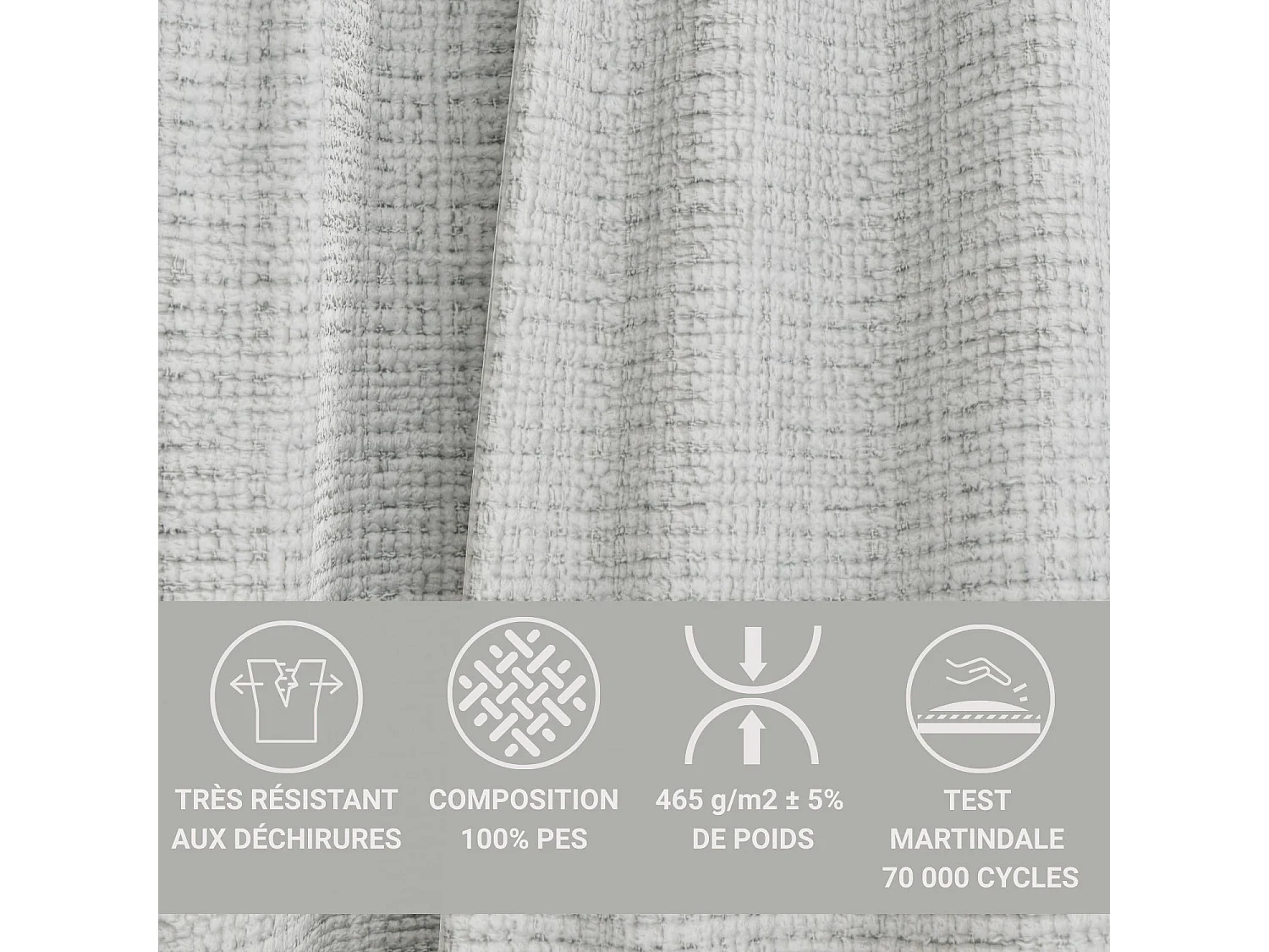 Canapé d'angle droit 5 places en tissu chenille gris KIROU