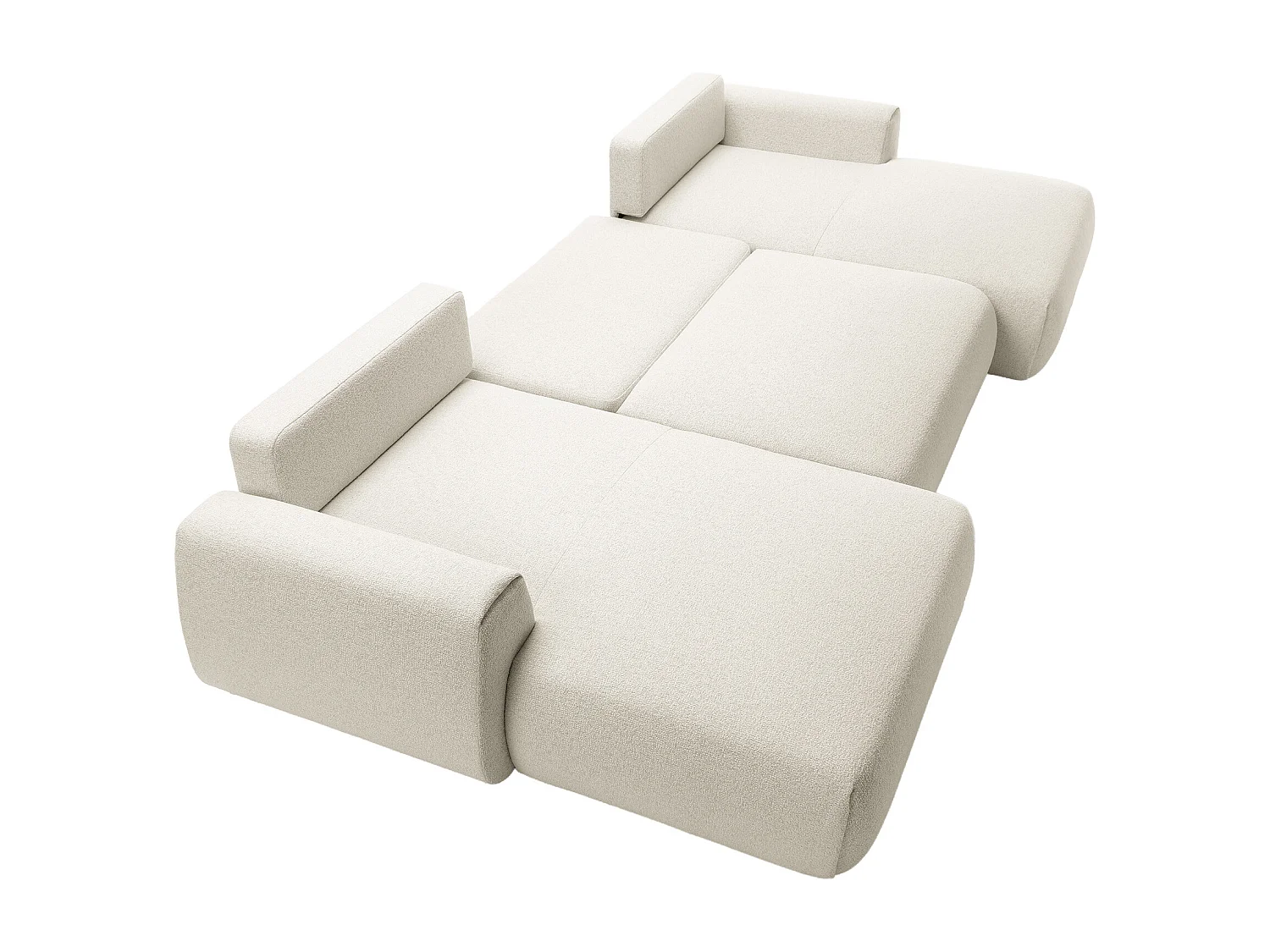Canapé d'angle panoramique et convertible en tissu chiné beige MONELIA