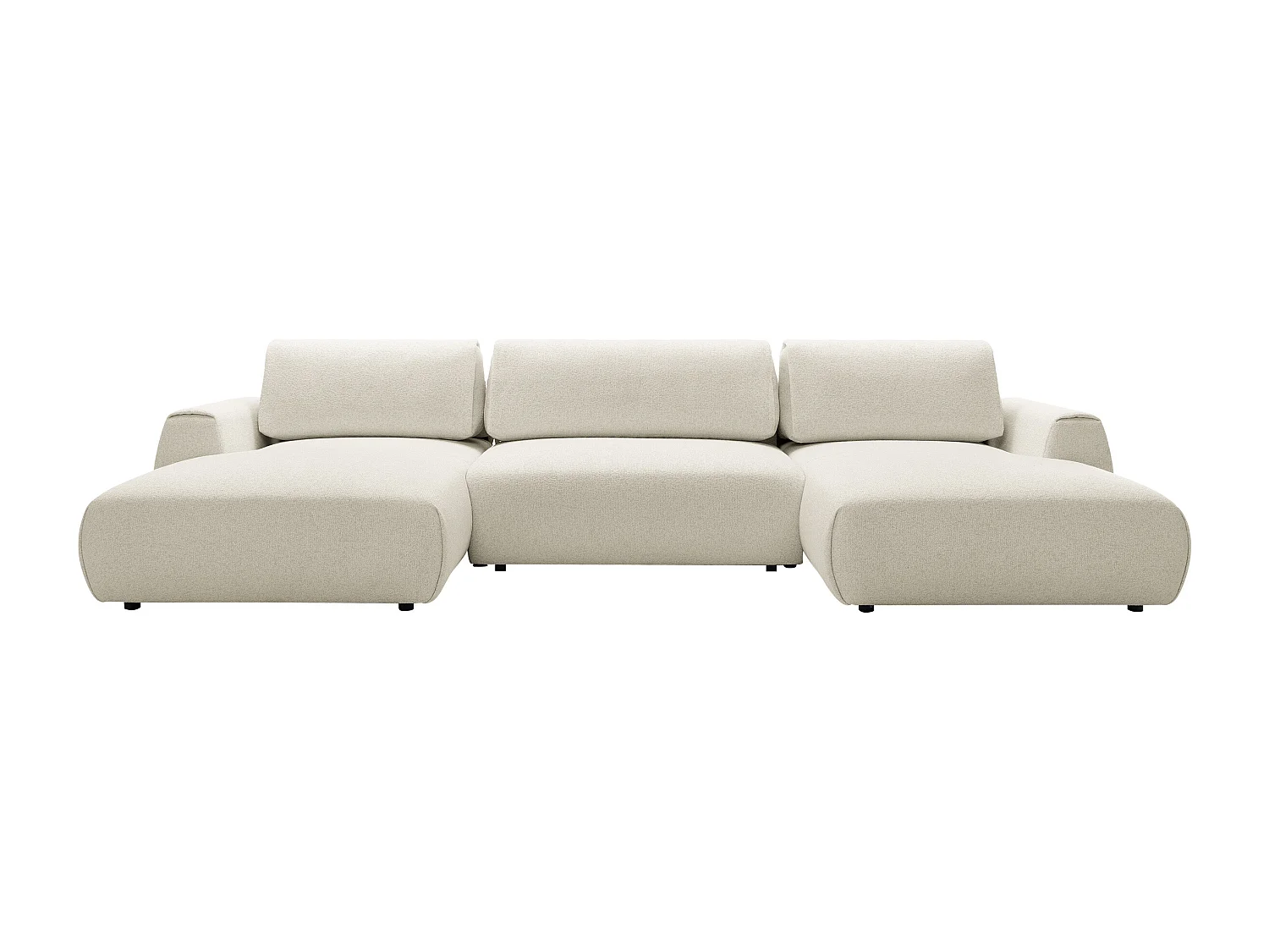 Canapé d'angle panoramique et convertible en tissu chiné beige MONELIA