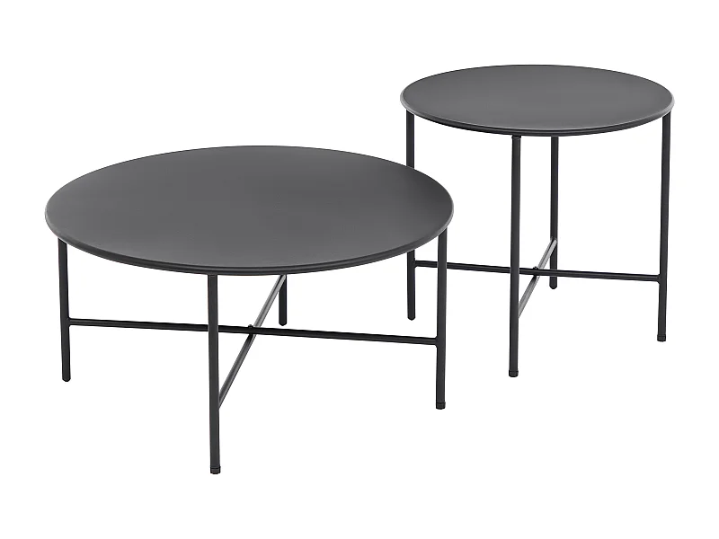 Lot de 2 tables basses de jardin en métal - Noir - NIKAO de MYLIA