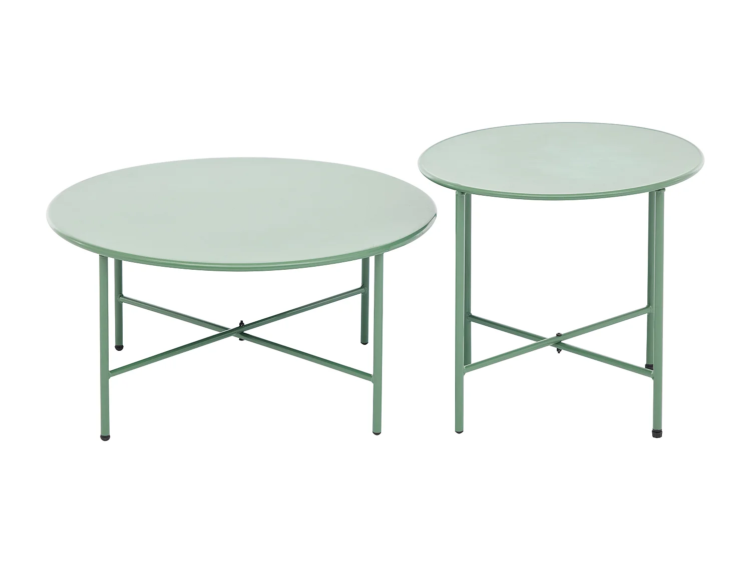 Lot de 2 tables basses de jardin en métal - Kaki - NIKAO de MYLIA