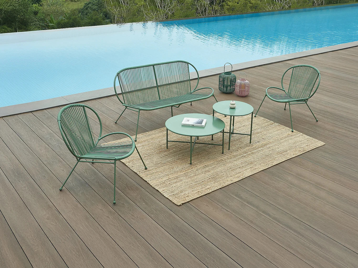 Lot de 2 tables basses de jardin en métal - Kaki - NIKAO de MYLIA