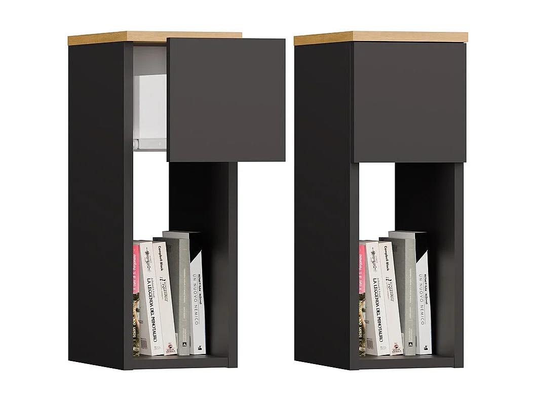 Table de chevet, anthracite / chêne Artisan, 20 x 55 x 30 cm