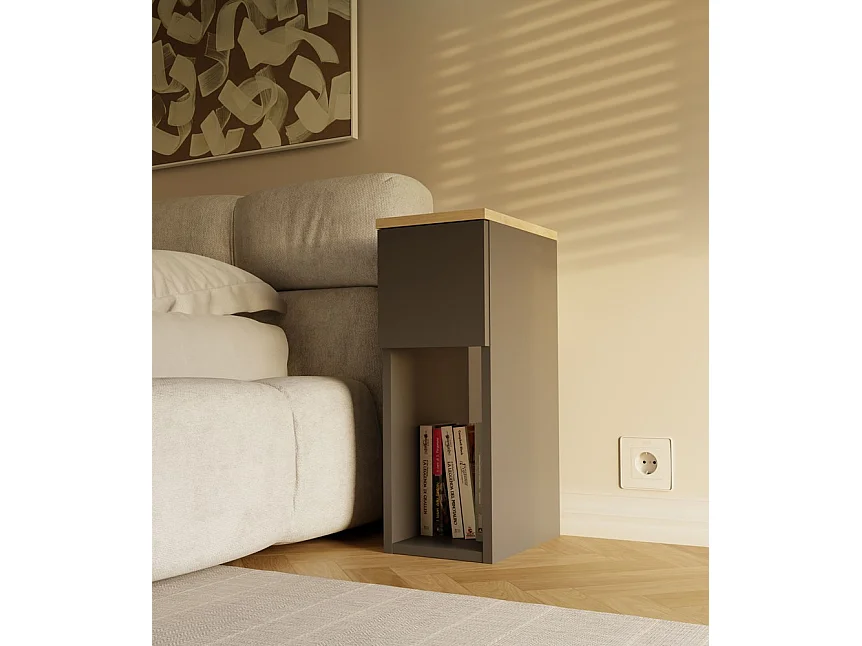 Table de chevet, anthracite / chêne Artisan, 20 x 55 x 30 cm