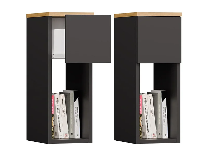 Table de chevet, anthracite / chêne Artisan, 20 x 55 x 30 cm