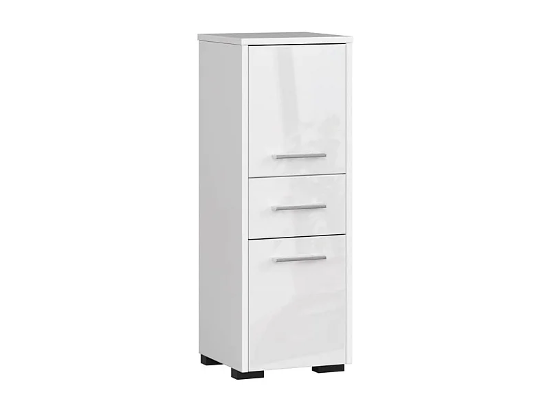 Kolumna łazienkowa, 2 drzwi, 1 szuflada, 140 x 30 x 30 cm, biały matowy, biały błyszczący