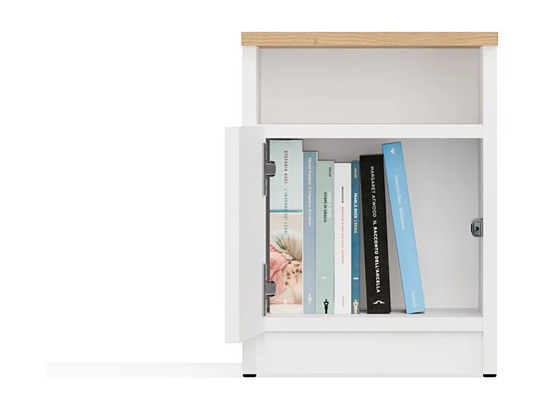 Table de chevet, blanc / chêne Artisan, 30 x 40 x 30 cm