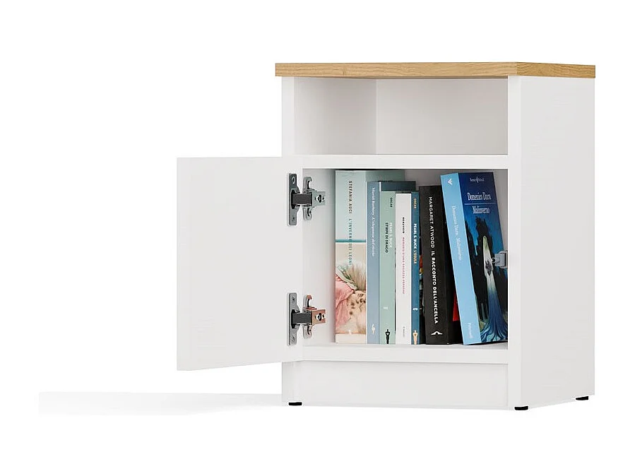 Table de chevet, blanc / chêne Artisan, 30 x 40 x 30 cm