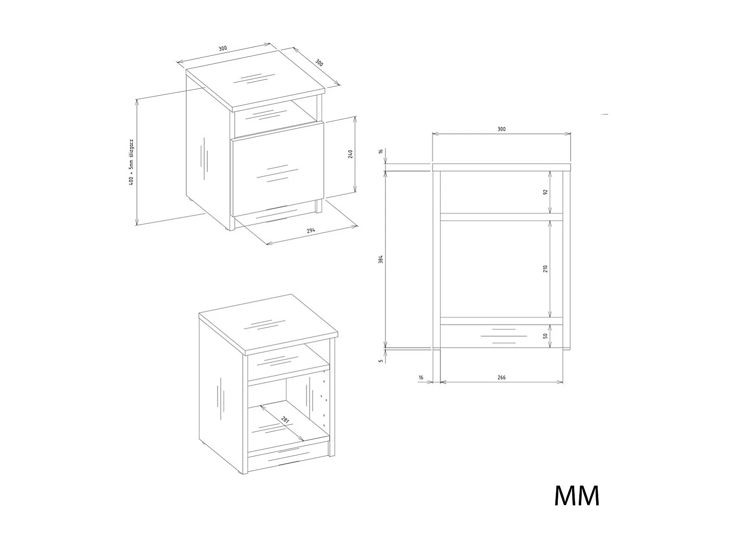 Table de chevet, anthracite / chêne Artisan, 30 x 40 x 30 cm