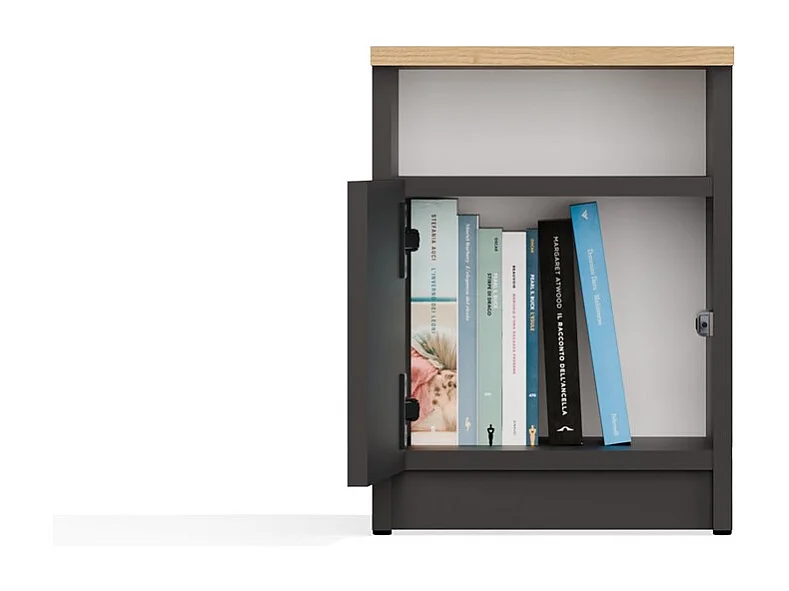 Table de chevet, anthracite / chêne Artisan, 30 x 40 x 30 cm