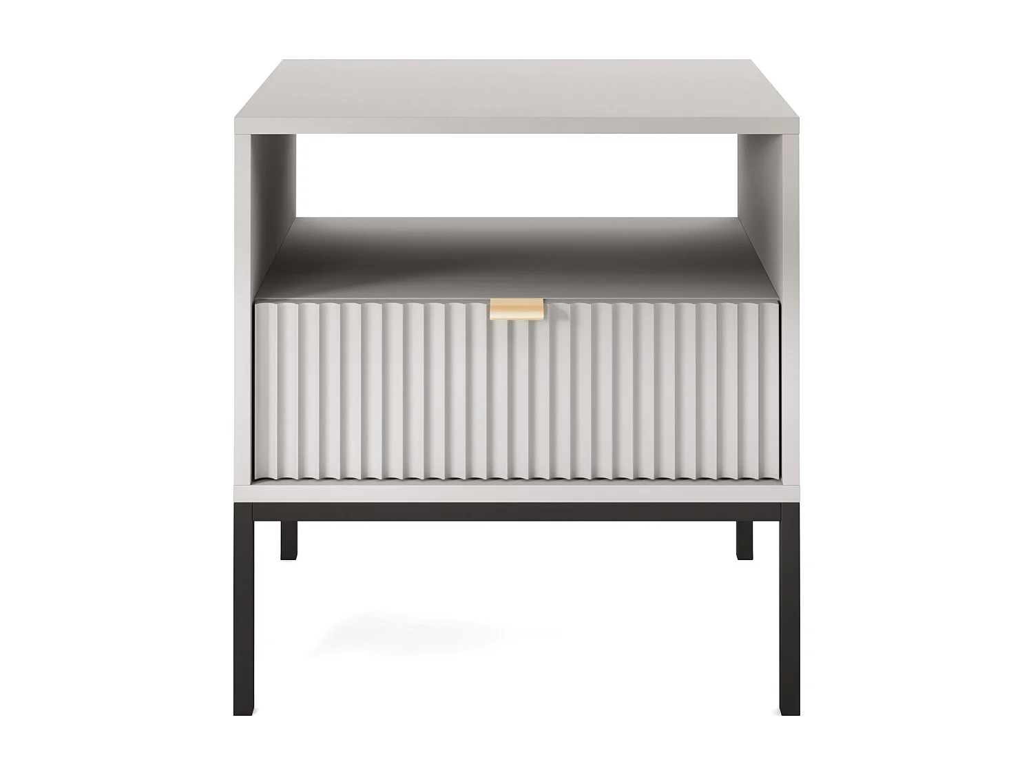 NACHTTISCH: Grau, Schwarz, 54 x 56 x 39 cm, goldene Griffe