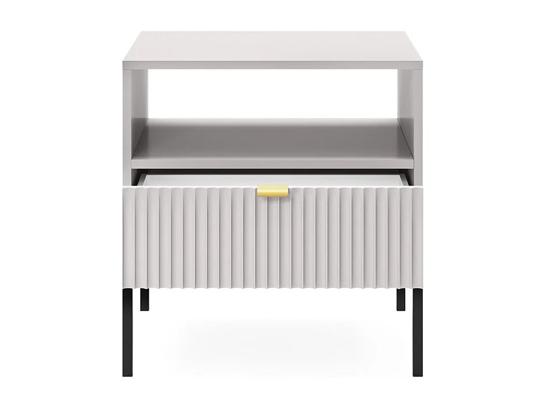 NACHTTISCH: Grau, Schwarz, 54 x 56 x 39 cm, goldene Griffe