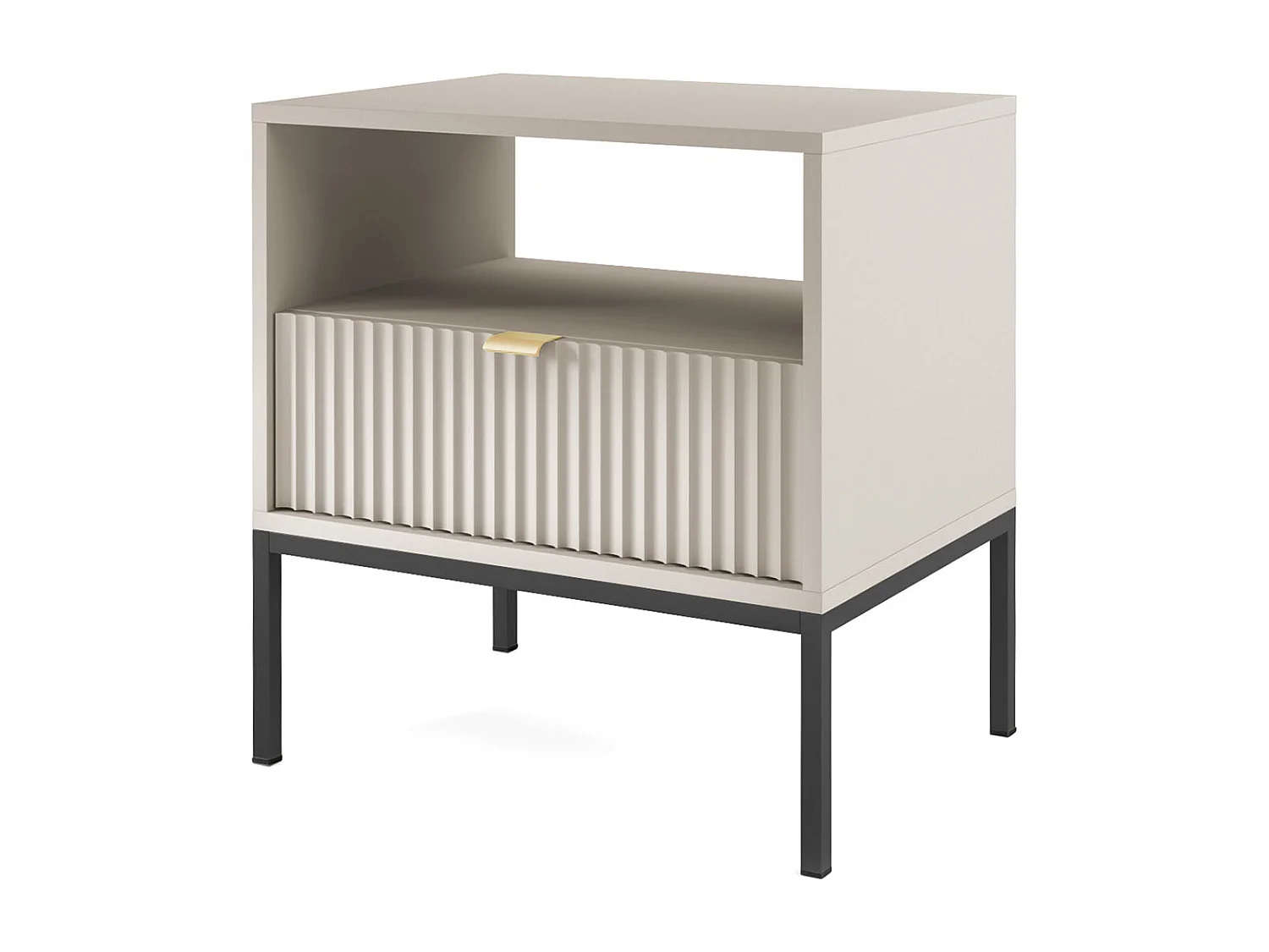 NACHTTISCH: Kaschmir, Schwarz, 54x 56 x 39 cm, goldene Griffe