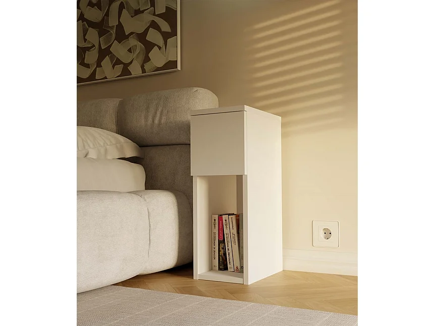 Table de chevet, blanche, 20 x 55 x 30 cm