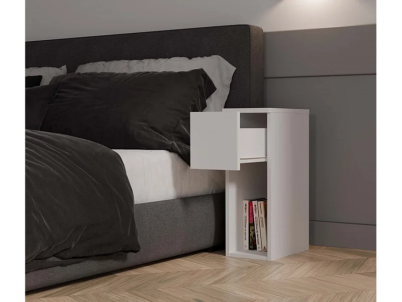 Table de chevet, blanche, 20 x 55 x 30 cm