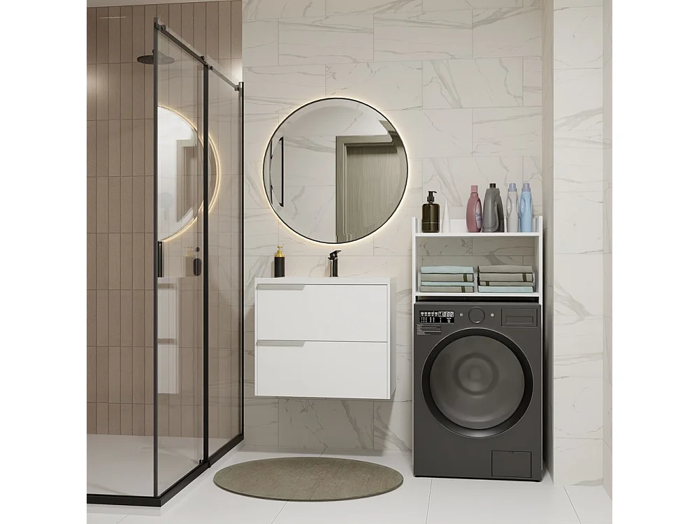 Meuble de salle de bain, blanc, 64 x 126 x 30 cm