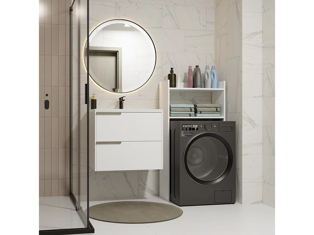 Meuble de salle de bain, blanc, 64 x 126 x 30 cm