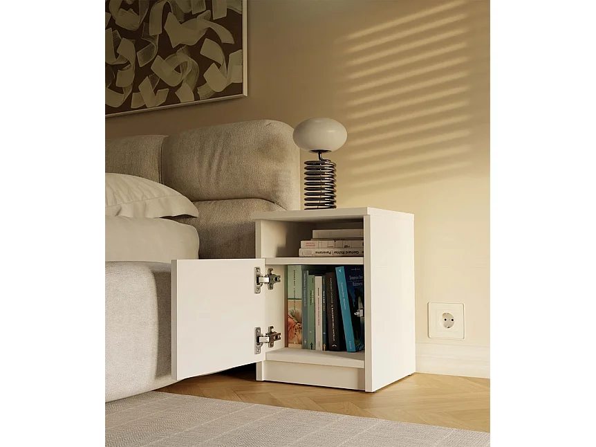 Table de chevet, blanche, 30 x 40 x 30 cm