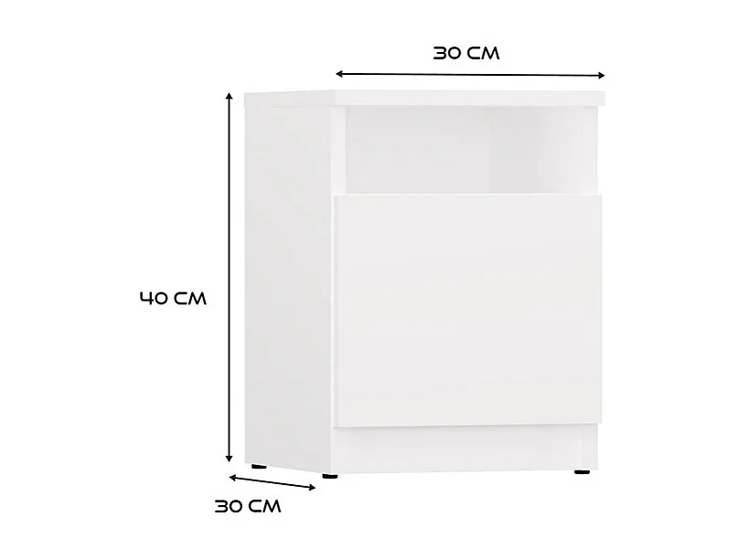 Table de chevet, blanche, 30 x 40 x 30 cm