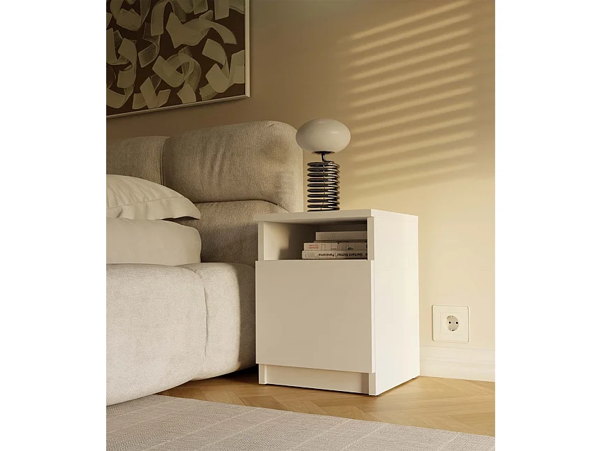 Table de chevet, blanche, 30 x 40 x 30 cm