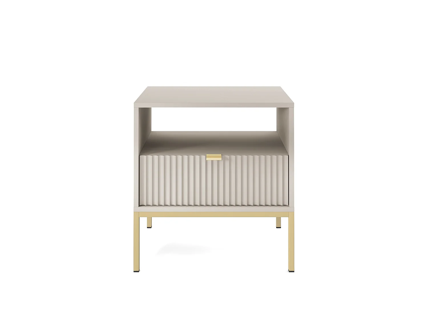 Mesa de cabeceira: 1 gaveta, Caxemira, ouro, 54 x 56 x 39 cm, puxadores dourados