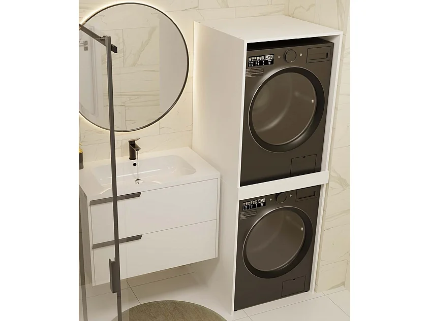 Meuble de salle de bain, blanc, 64 x 180 x 64 cm