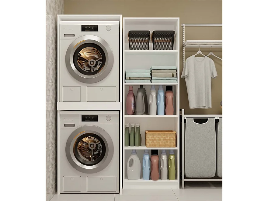 Meuble de salle de bain, blanc, 64 x 180 x 64 cm