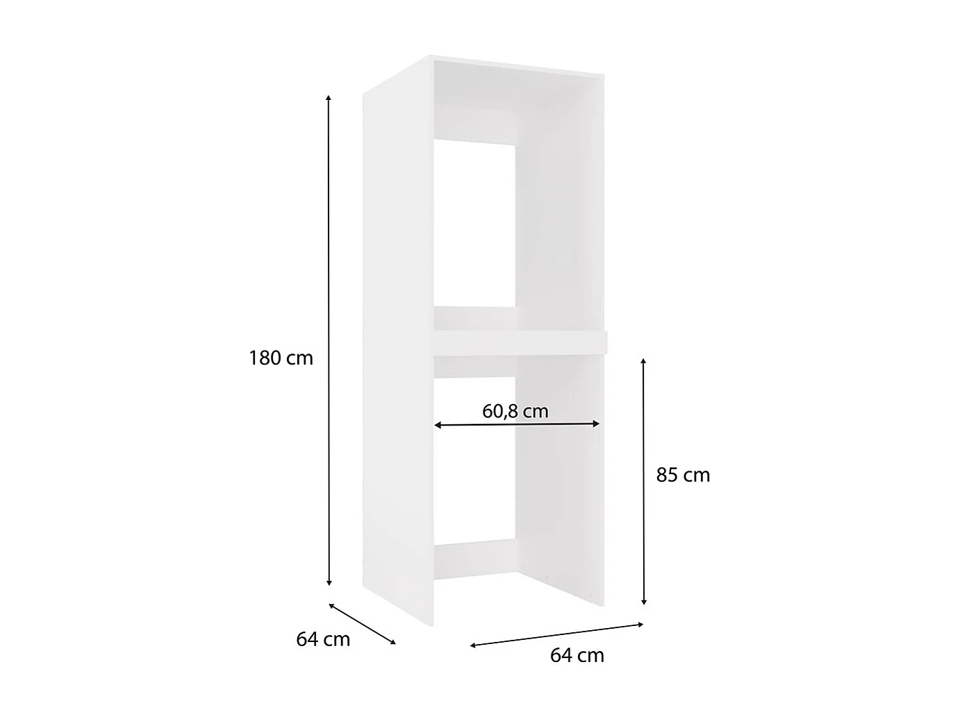 Meuble de salle de bain, blanc, 64 x 180 x 64 cm