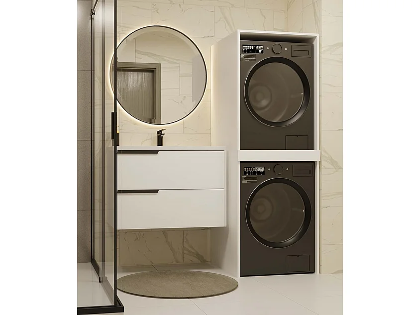 Meuble de salle de bain, blanc, 64 x 180 x 64 cm